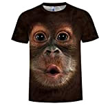 1pc Funny Monkey T-shirt Big Face Cartoon Vêtements D'impression Numérique Confortable Et Respirant À Manches Courtes Cadeau Créatif Pour Homme ...