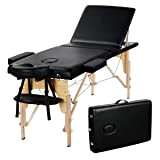 Abician Table de Massage Pliante Réglable en 8 Hauteurs Table de Massage Portable 3 Sections Pieds en Bois Massif Dossier ...