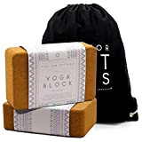 aGreenie Bloc de yoga en liège 100% naturel / Lot de 2 / Bloc de yoga avec sac à dos ...