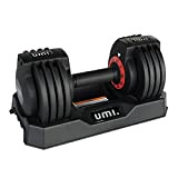 Amazon Brand-Umi Adjustable Dumbbell-5/25lb Single Dumbbell with Anti-Slip Handle,Fast Adjust Weight by Turning Handle,Black Metal Dumbbell with Tray Suitable for ...