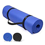 Amazon Brand - Umi -Tapis de Fitness Pilates Yoga Très épais Antidérapant 180cm x 61cm x 15mm Noir Bleu