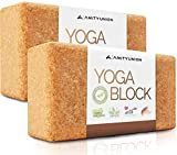 AMITYUNION Lot de 2 Blocs de Yoga en liège 100% Naturel - Hatha Klotz Aussi pour Les débutants Méditation & ...