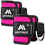 Amonax Sangle Cheville Musculation Poulie (x2) - Sangle Musculation et de Fitness sur Le Câble Machines pour Training Leste Chevilles ...