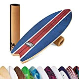 BoarderKING Indoorboard WAVE- Skateboard Surfboard planche d'acrobatie, Balanceboard planche d'équilibre - Bleu