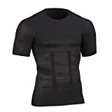Body Shapewear Belly Compression T-shirt de compression pour homme, Noir , M