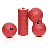 BODYMATE Set Massage fascias - Mini Rouleau L15cm x Ø6cm + Balle Ø8cm + Duo Balles Ø8cm - PEPPER RED