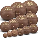 C.P.Sports Ballon de médecine en Cuir Marron K5 pour Le Poids et Le Balle de Gymnastique - Marron, C Set: ...