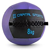 CAPITAL SPORTS Wallba - Wall Ball, medecine Ball en Cuir synthétique pour Exercices Core et Entrainement Fitness, Cross-Training, Musculation, MMA… ...