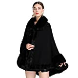 CFS_ALLOY Femme Coat Veste d'hiver Chaud en Peluche Cape Halloween, Cadeau de Noël,Noir