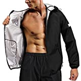 Chumian Vêtements Sauna Sudation Homme Sauna Costume survêtement Sudation pour Perte de Poids Sweat Suits Gym,XL,Noir