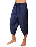 COOFANDY Pantalon de yoga en lin pour homme léger lâche 3/4 - Cordon de serrage - Taille élastique - Décontracté ...