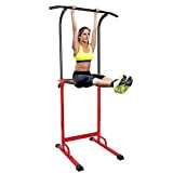CUOTUO 150KG Station de Musculation,Pull Up Fitness,Chaise Romaine Musculation Tour Musculation,Barre Traction Ajustable Musculation,Station Formation Dip, Power fitness Tower Rouge