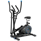 Équipement de fitness Vélo elliptique 2 en 1 Vélo d'exercice-Fitness Cardio Machine d'entraînement pour perte de poids-Avec siège + Capteurs ...