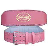 Farabi Sports Pink Genuine Leather Weight Lifting Belt for Extreme Powerlifting Weightlifting Workout Gym Training Deadlift Back Lumbar Support Cardio ...