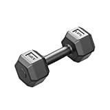 FMOPQ 1pcs Hex Dumbbell Dumbbell Hand Weight Encased Hex Dumbbell Free Weight Rubber Coated Cast Iron Hex Black Dumbbell All-Purpose ...