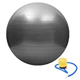 fourseasons Ballon Suisse de Gym (45-75cm) Ballon d'entraînement Pilates Barre stabilité Balle d'équilibre Ballon de Fitness (Gris, 55cm)