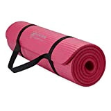 Gaiam Essentials Tapis de yoga épais avec sangle facile à utiliser Rose 183 x 61 x 6,3 cm