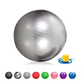 Gloop Ballon de gymnastique souple et épais pour fitness, pilates, yoga 75 cm Argent (Silver)