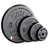 GOTEN | Made in France - Disque de Poids en Fonte 1 x 25 kg pour Barre d'haltères 30 mm ...