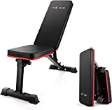 HEKA Banc de musculation multi-usages pour le fitness - Chaise d'entraînement plate - Multifonction - Dossier noir (noir rouge)