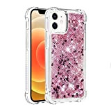 HOOl Bling Liquide Coque pour iPhone 12 Mini,Brillant Flottant Housse Sparkly Transparent Étui Paillette Quicksands Clear Cover Filles Femmes Pretty ...