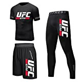 LLYFGSSMM Vêtements de Gym Imprimé UFC T-Shirts, Shorts, Pantalons Survêtement, Vêtements D'été Serrés pour Hommes, 2 Couleurs (Color : Black-2, ...