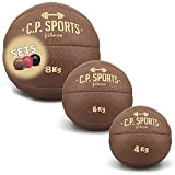 Médecine ball C.P.Sports - En cuir - Noir ou marron - Poids : 0,5 kg, 1 kg, 2 kg, 3 kg, ...