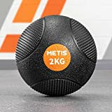 METIS Médecine Ball - Ballon Lesté 1kg à 10kg | Wall Ball pour Musculation & Fitness - Caoutchouc Texturisé Antidérapant ...