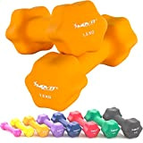 Movit® Lot de 2 haltères de Fitness en néoprène Orange (2x1,5kg) – avec Surface en néoprène et poignée Ergonomique
