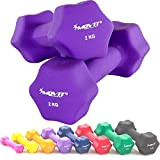 Movit® Lot de 2 haltères de Fitness en néoprène Violet (2x2,0kg) – avec Surface en néoprène et poignée Ergonomique