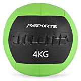 MSPORTS Wall-Ball Premium Balle lestée 2-10 kg (4 kg – Vert)