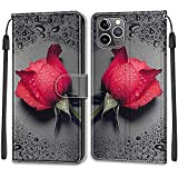 Nadoli Portefeuille Coque pour iPhone 13,Coloré Peint [Rouge Rose] Magnétique PU Cuir Anti-Rayures TPU Fentes pour Cartes Protection Housse Etui
