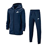 Nike U NSW Core BF TRK Suit Survêtement Garçon, Midnight Navy/Midnight Navy/Midnight Navy/(White), FR : M (Taille Fabricant : M)