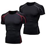 Niksa Tee Shirt Compression Homme Manches Courtes Maillot Compression Running T Shirt Noir S