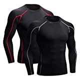 Niksa Tee Shirt Compression Homme Manches Longues Maillot Compression Running Baselayer Noir M