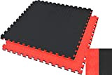 Ninestars - Tatami Puzzle 2,5 cm, Noir/Rouge, Motif Rhombique (Anti-dérapant)