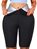 Ohotter Pantalon Sudation Femme, Short Legging de Sudation Slim Taille Haute, Sauna Vetement Ventre Plat pour Fitness (Noir-Court, M)