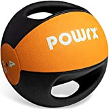 POWRX- Medicine Ball avec poignées Professionnel (Orange 4kg)