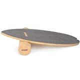 POWRX Planche d'Équilibre en bois - Surf Balance Board d’entraînement - Planche de thérapie pour exercices de rééducation (Gris)
