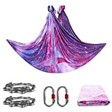 PRIOR FITNESS Aerial Yoga hangmat 5 m de long, 2,8 m de long en nylon tricoté stof, kit de suspension ...