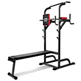Pullup Fitness Barre de Traction Ajustable - Chaise Romaine - Station Musculation - Dips Station- Banc de Musculation Pliable- Station ...