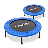 Relaxdays Trampoline pour usage intérieur & extérieur Sport fitness Entraînement charge maximale 100 kg 91 cm de diamètre, bleu