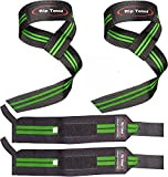 Rip Toned Lifting Straps + Wrist Wraps Bundle (1 Pair of Each) for Weightlifting, Xfit, Workout, Gym, Powerlifting, Bodybuilding, Strength ...