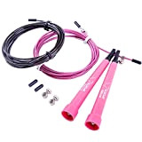 Ryher Corde à Sauter- Speed Rope Crossfit, Fitness, Double Under, Boxe, MMA, Sport- Cardio Training Rope Adulte et Enfant (Rose)