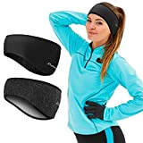 Sport Bandeau Hiver Cache Oreille Protege pour Homme Femme - 2 Pièces Sport Headband Anti Transpiration pour Running, Jogging Noir ...