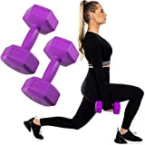 SPRINGOS Lot d'haltères hexagonaux, pour l’entraînement, le fitness et l’aérobic, violets, poids : 2 x 2 kg, pour femme