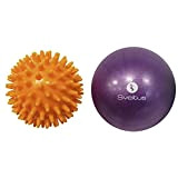 Sveltus Balles à Picots Medium Adulte Unisexe, Orange, 8 cm & Ballon pédagogique Adulte Unisexe, Violet, 25 cm