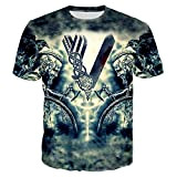 T-Shirt Imprimé En 3D,T-Shirt Imprimé 3D, 2021 New Nordic Viking Tattoo Art T-Shirt Femmes Hommes Pirates T-Shirts Imprimés 3D Vikings ...