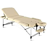 Table de massage professionnelle mobile - Lit de massage - Chaise de massage avec 3 zones réglables en hauteur avec ...
