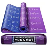 Tapis de yoga antidérapant, tapis de sport ou yoga avec instructions, durable et écologique, anti-déchirures